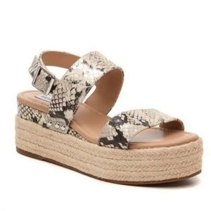 Steve Madden Fifer Snake Print Espadrille Wedge Sandal 7.5